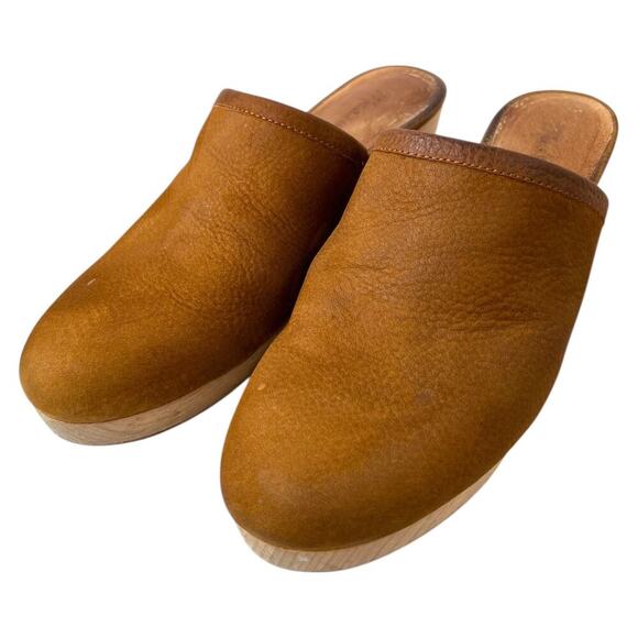 MADEWELL The Ruby Clogs in Suede and Wooden Block Heels in Tan Women's Size 6.5 - Picture 8 of 13